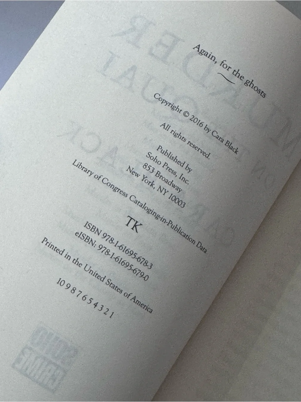 Cara Black Murder on the Quai ARC Advance Reader Edition